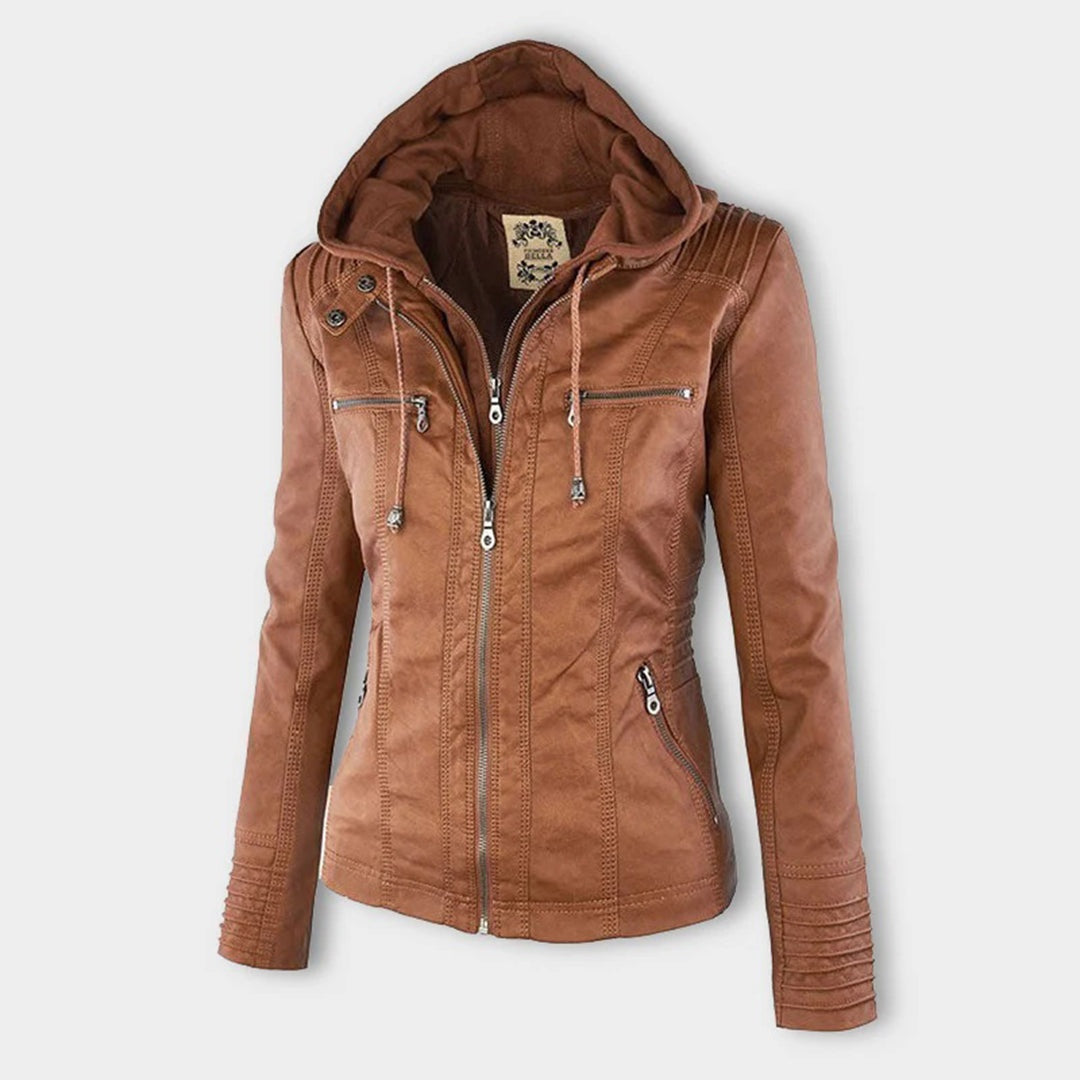 Chaqueta motera con capucha