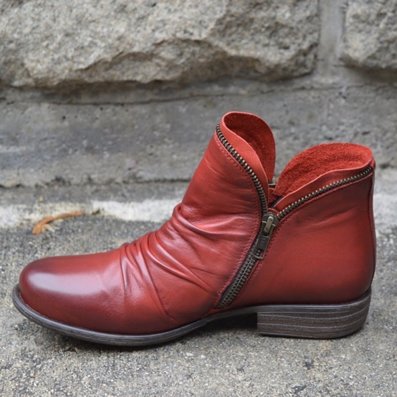 Valentina · Botines de piel con cremallera