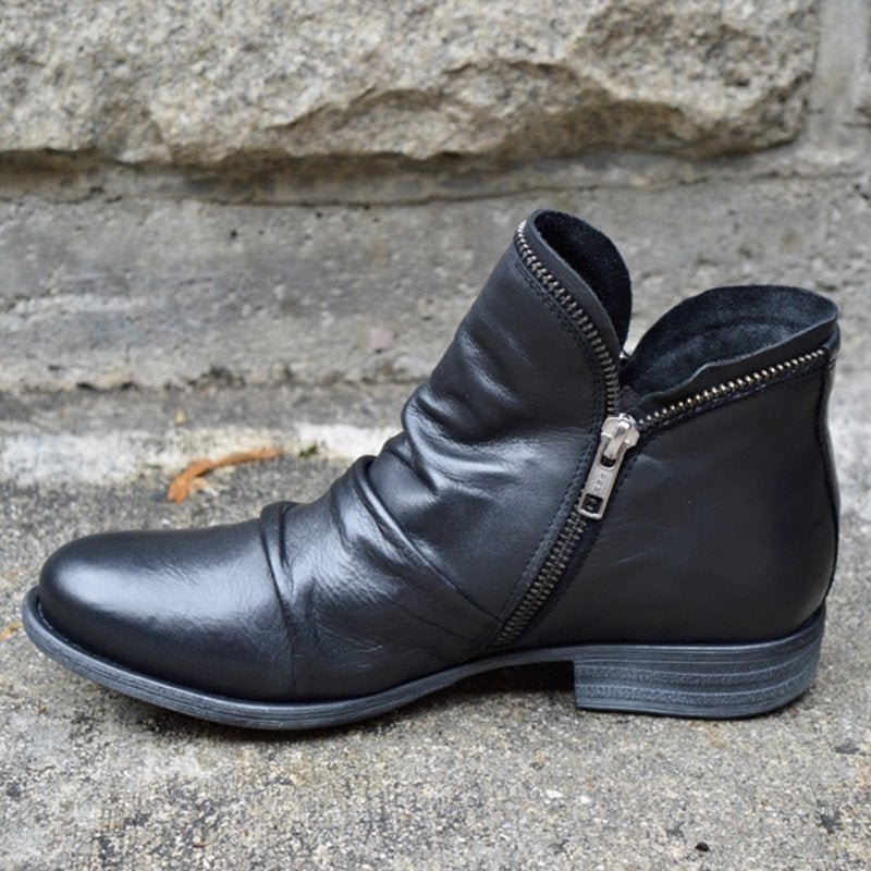 Valentina · Botines de piel con cremallera