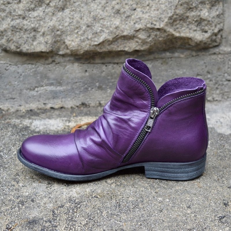 Valentina · Botines de piel con cremallera
