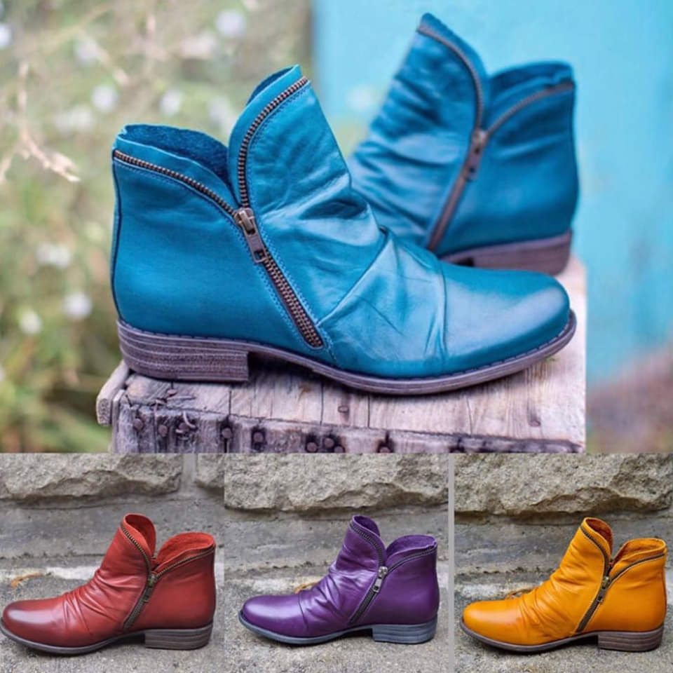 Valentina · Botines de piel con cremallera