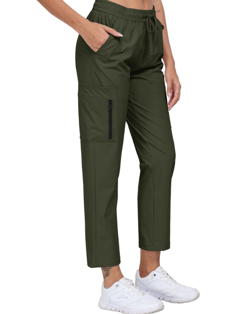 Chloé Pantalon Cargo Femme – Léger, Imperméable, Taille Élastique & Poches