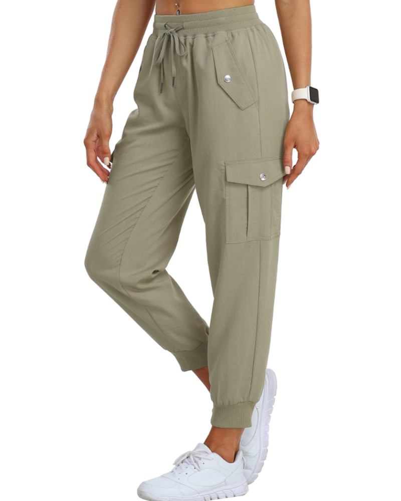 Apolline Pantalon Cargo Femme – Léger, Respirant, Taille Élastique & 6 Poches