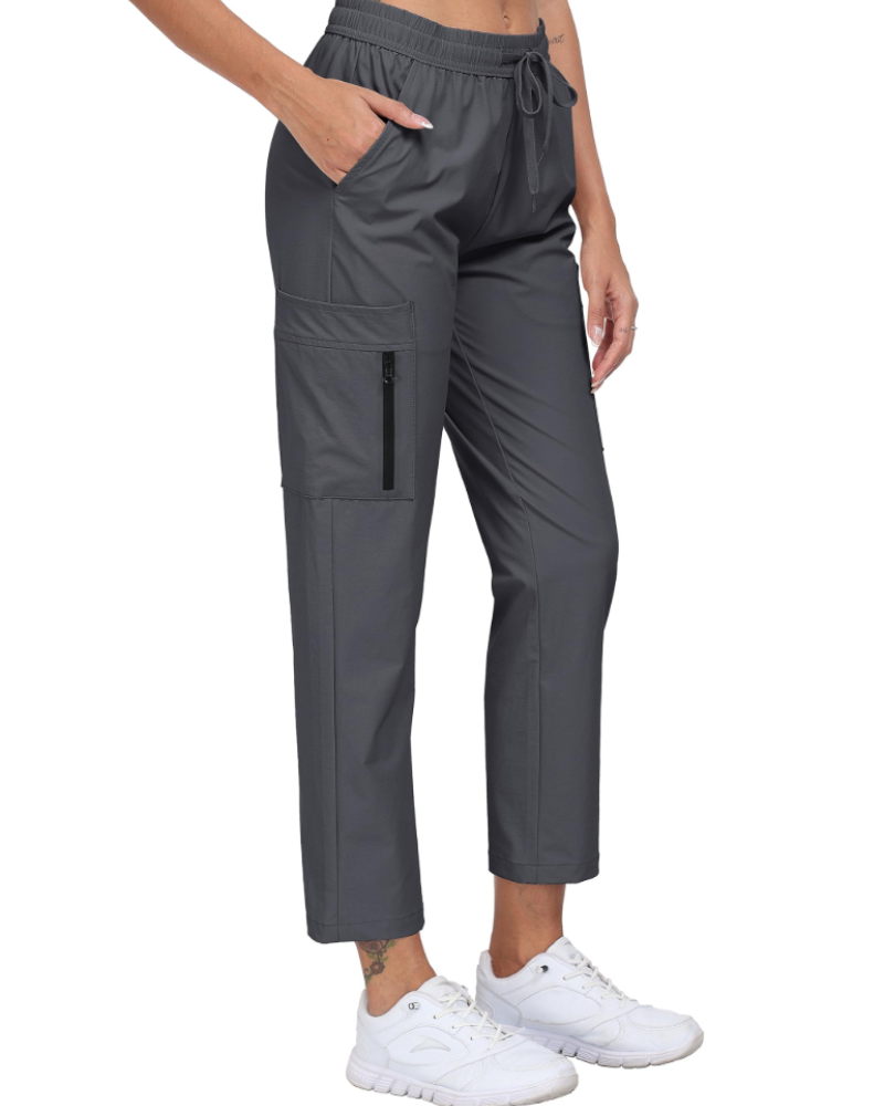 Chloé Pantalon Cargo Femme – Léger, Imperméable, Taille Élastique & Poches