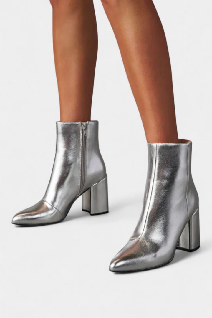 Botas de Tobillo Metálicas Plateadas Ralica