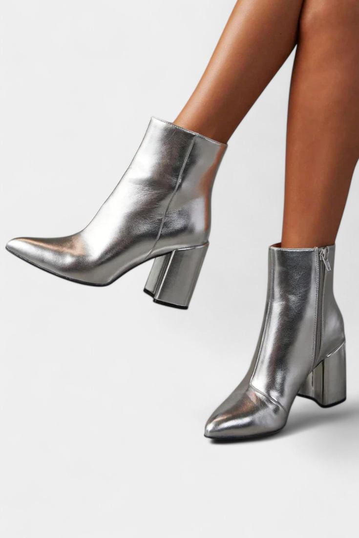 Botas de Tobillo Metálicas Plateadas Ralica