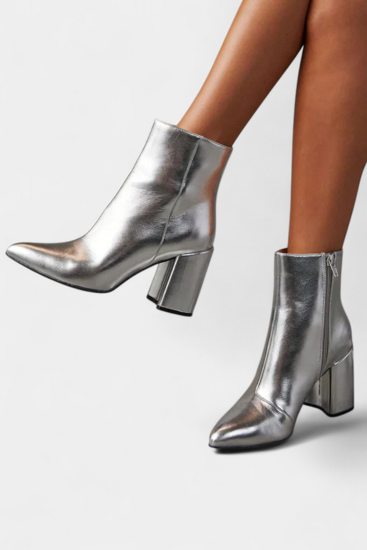 Botas de Tobillo Metálicas Plateadas Ralica