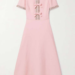 Vestido midi con lazo y adornos de cristales - Raúl & Sara Madrid