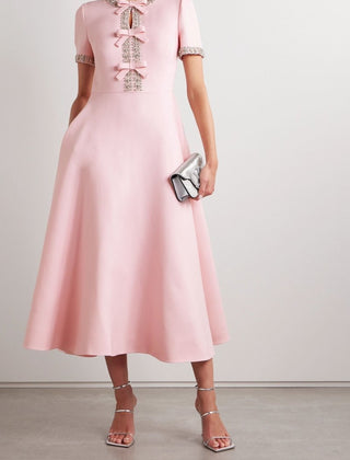 Vestido midi con lazo y adornos de cristales - Raúl & Sara Madrid