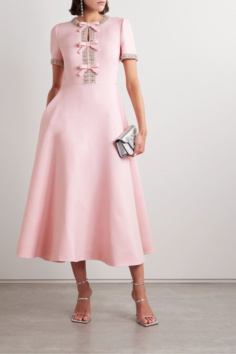 Vestido midi con lazo y adornos de cristales - Raúl & Sara Madrid